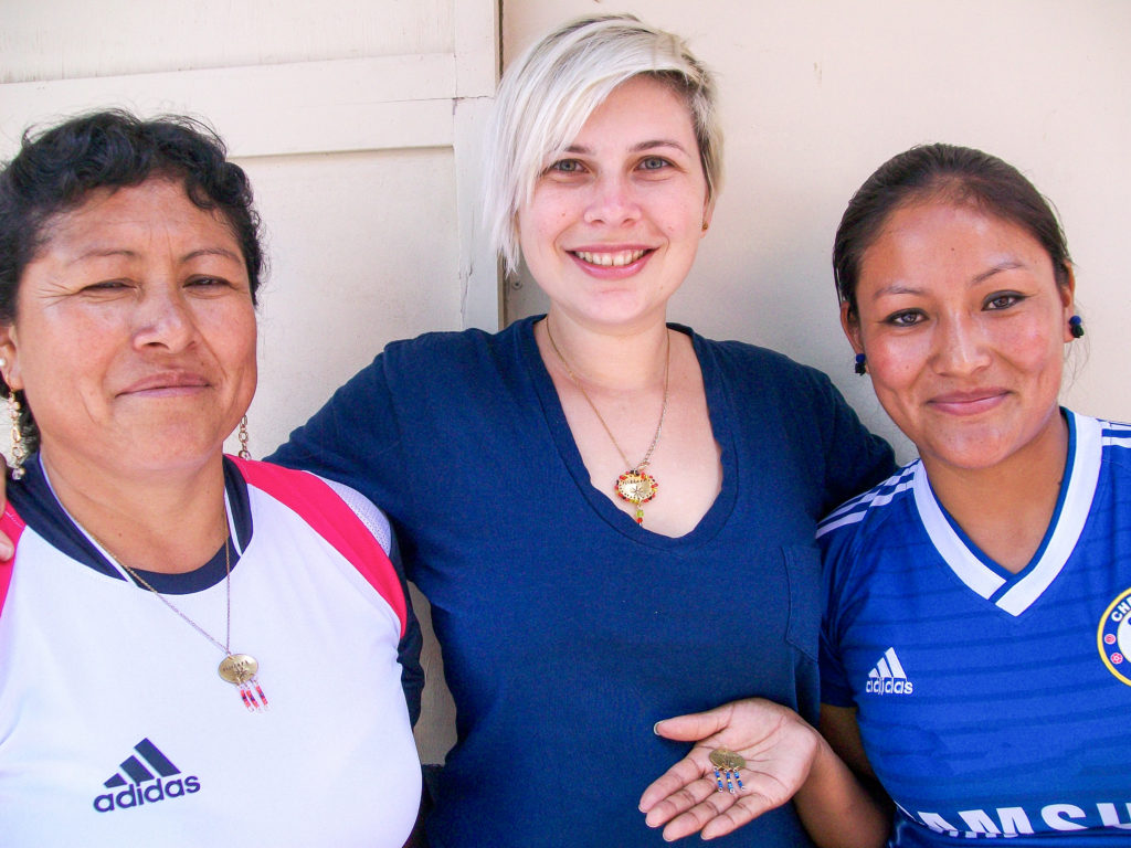 Me with two of my students and my very own Rikchari necklace!