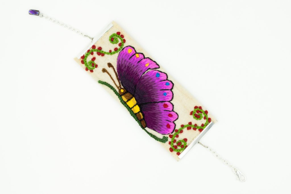 Embroidered butterfly bracelet by Elizabeth