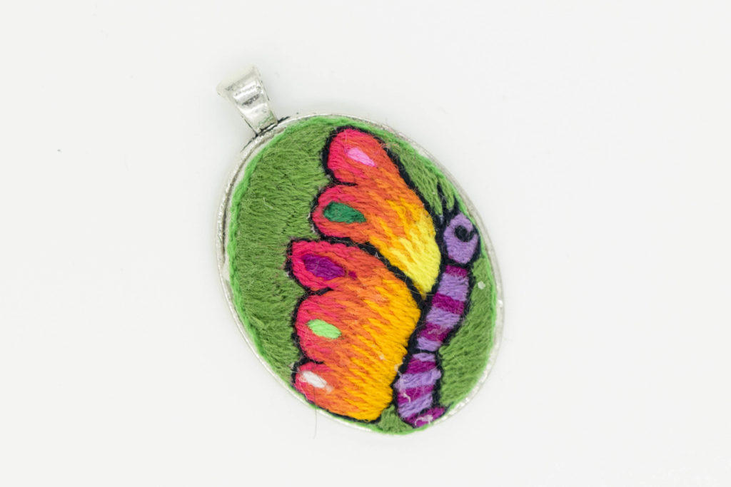 Emboridered Butterfly Pendant